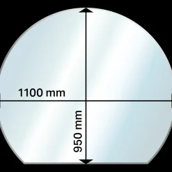 Aduro Brændeovnstilbehør^glasgulvplade rund med bagkant 1100x950x6 mm
