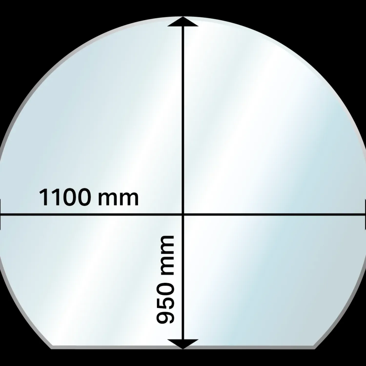 Aduro Brændeovnstilbehør^glasgulvplade rund med bagkant 1100x950x6 mm