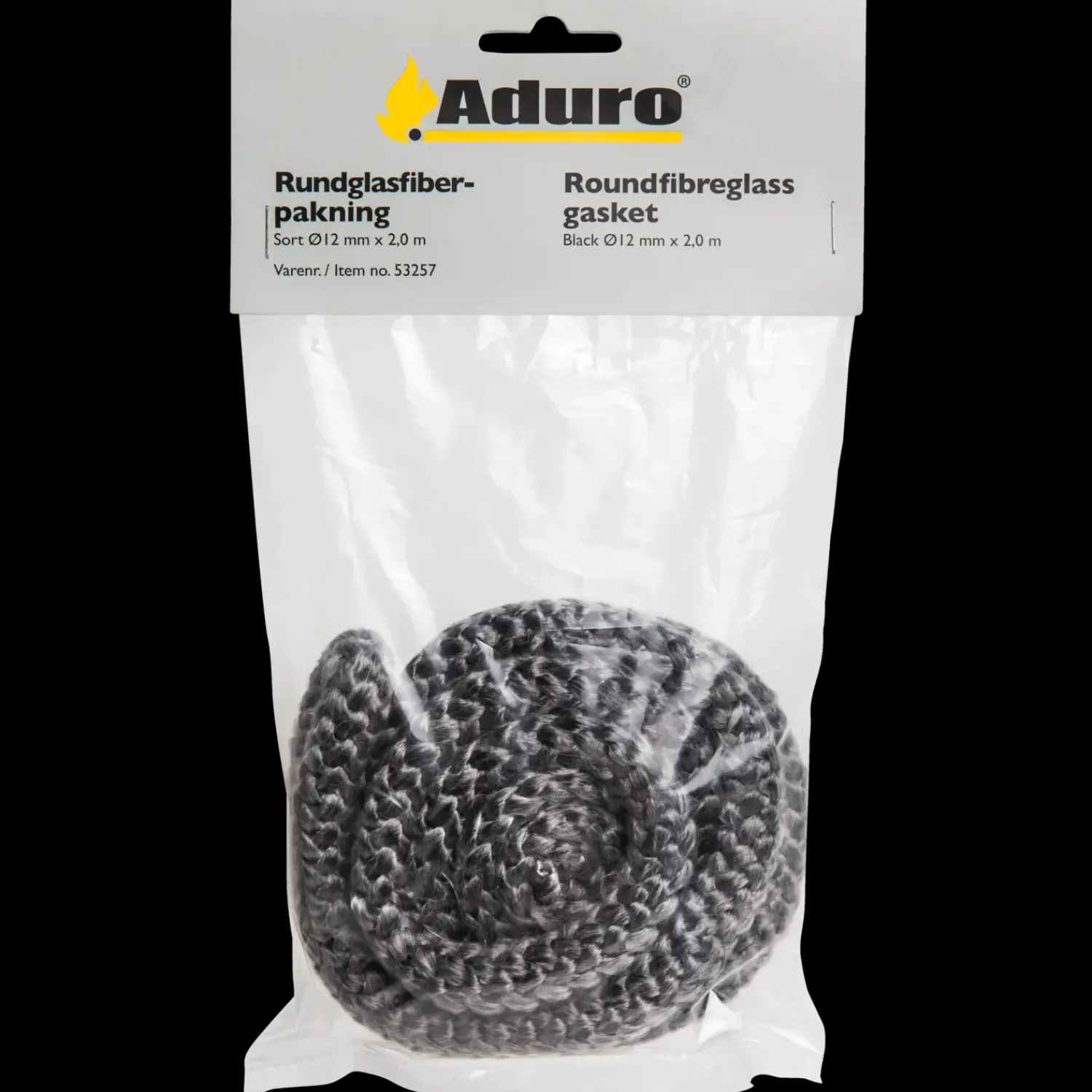Reservedele Til Brændeovne^Aduro rund sort glasfiberpakning Ø8mm x 2,0 m