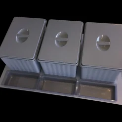 Affaldssortering|Tilbehør Til Kontor Og Værksted^Affaldssystemer 80 cm inkl. 3 spande inox look