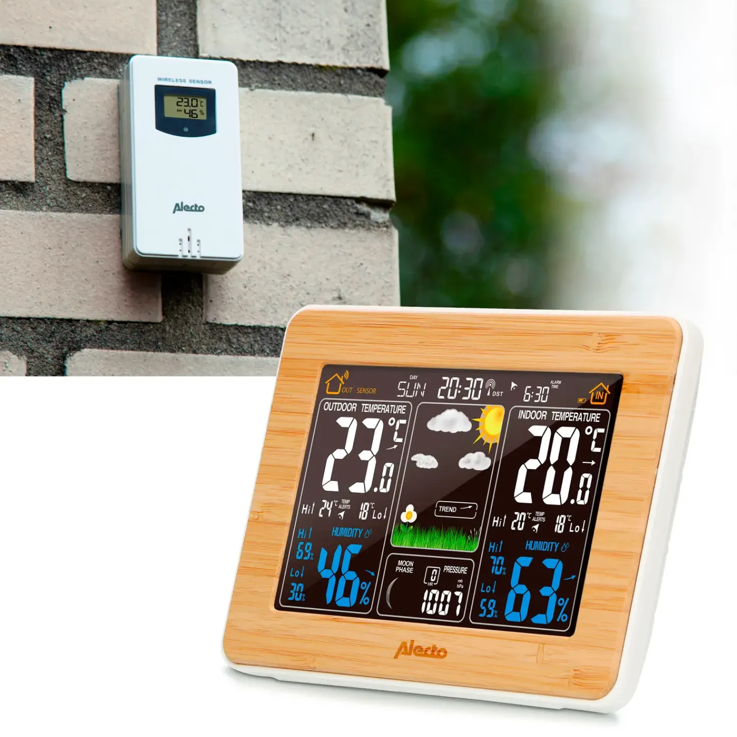 Alecto Vejrstationer Og Termometre^WS-150 vejrstation med trådløs sensor bambus