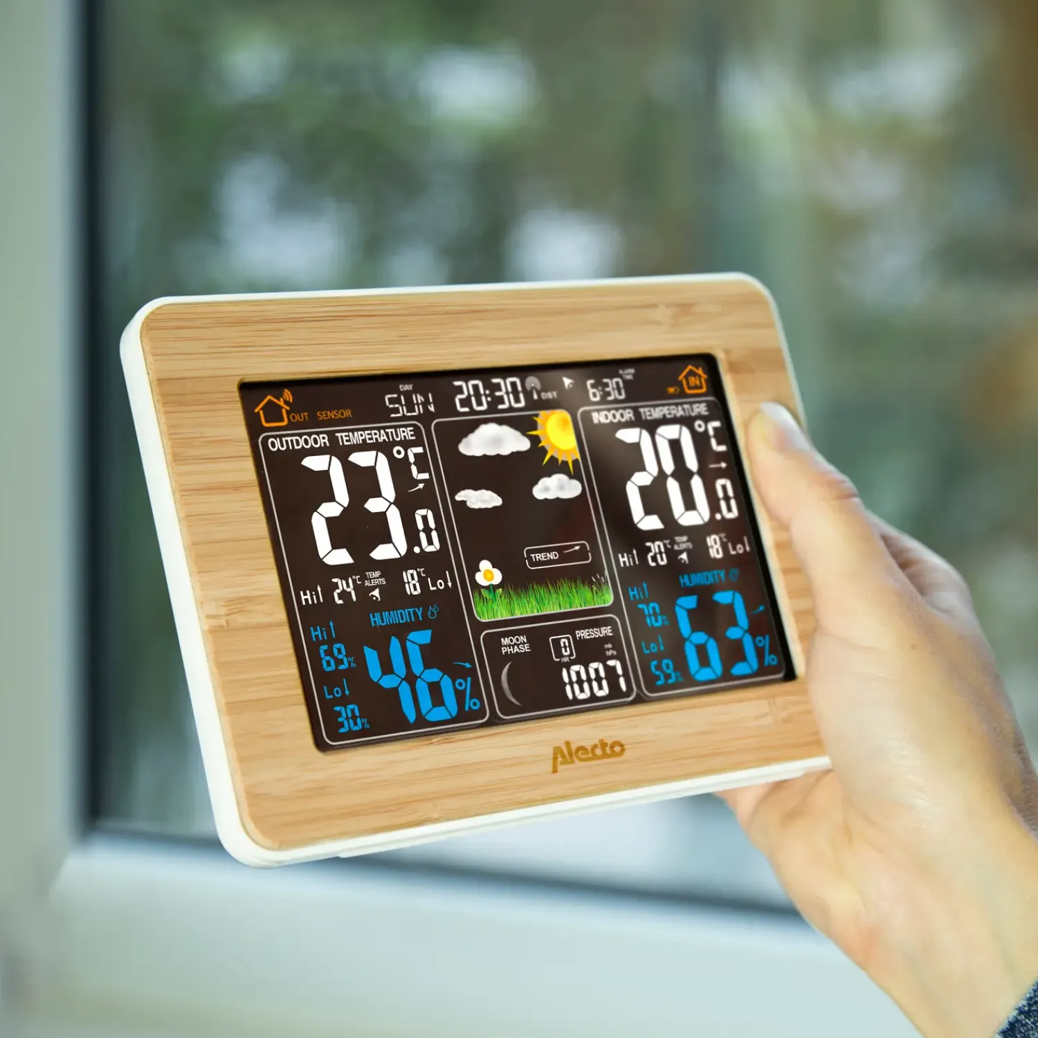 Alecto Vejrstationer Og Termometre^WS-150 vejrstation med trådløs sensor bambus