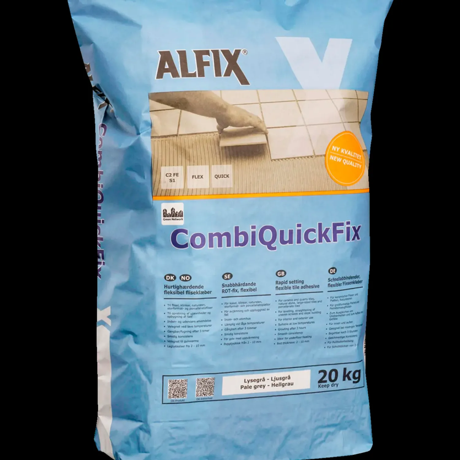 Sale Alfix CombiQuickFix hurtighærdende fliseklæber 20 kg grå