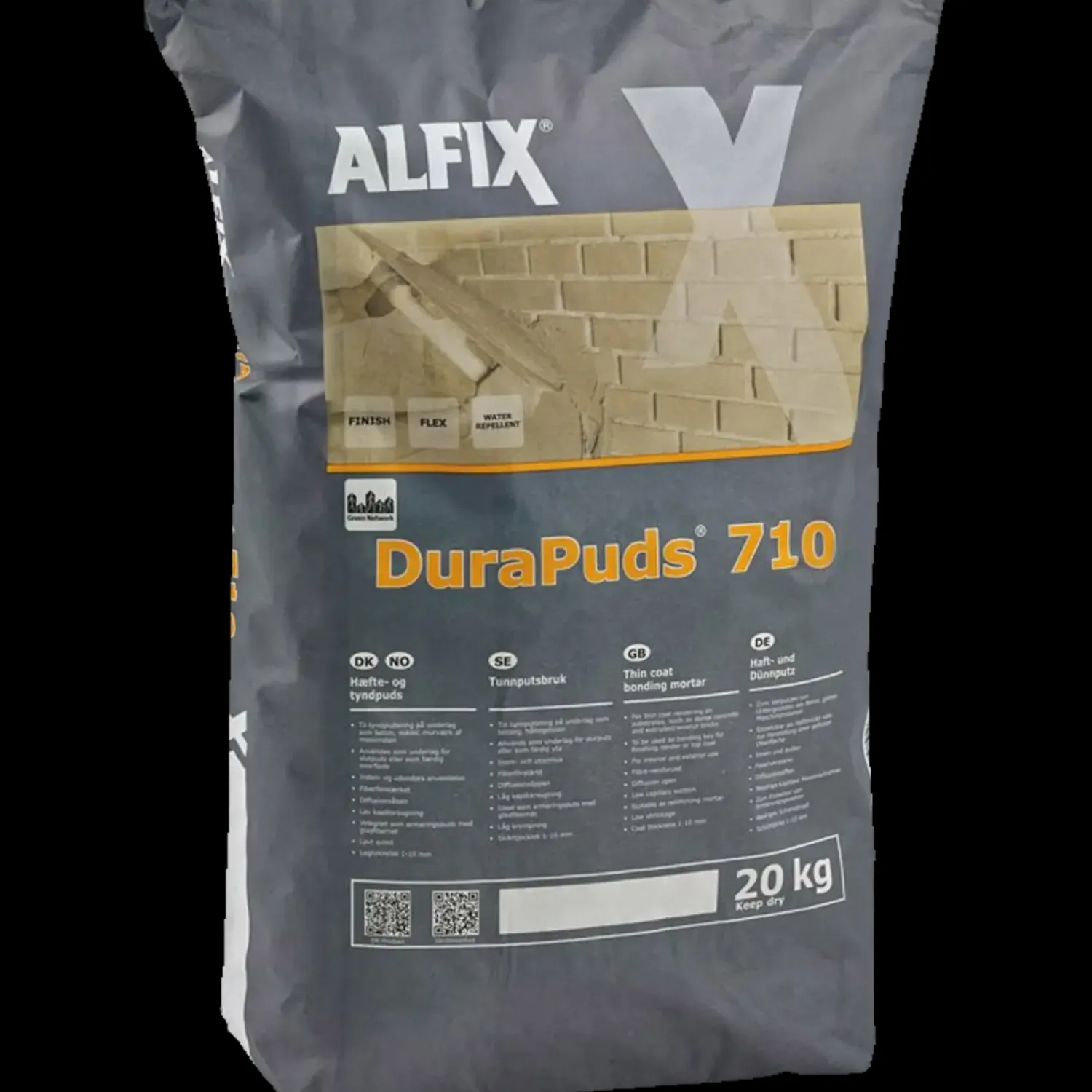 Dame Alfix Mørtel Og Puds^, Durapuds 710 fiberpuds, 20 kg, hvid