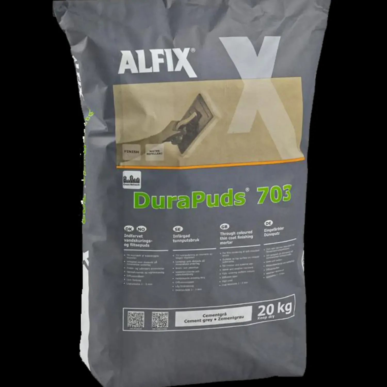 Dame Alfix Mørtel Og Puds^, DuraPuds 703 vandskuringspuds, 20 kg, hvid