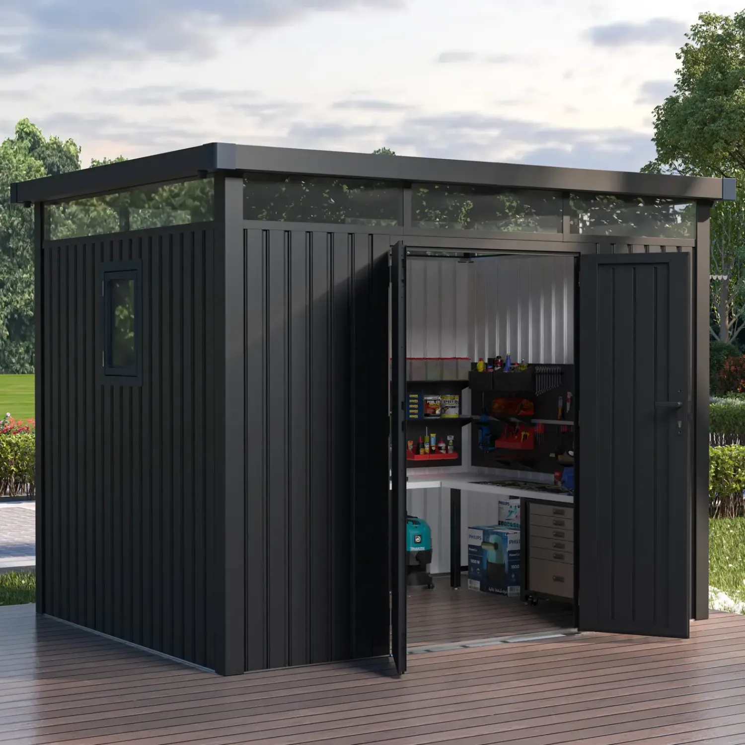 Redskabsskure I Stål^Anne Premium redskabsskur 6,76 m²