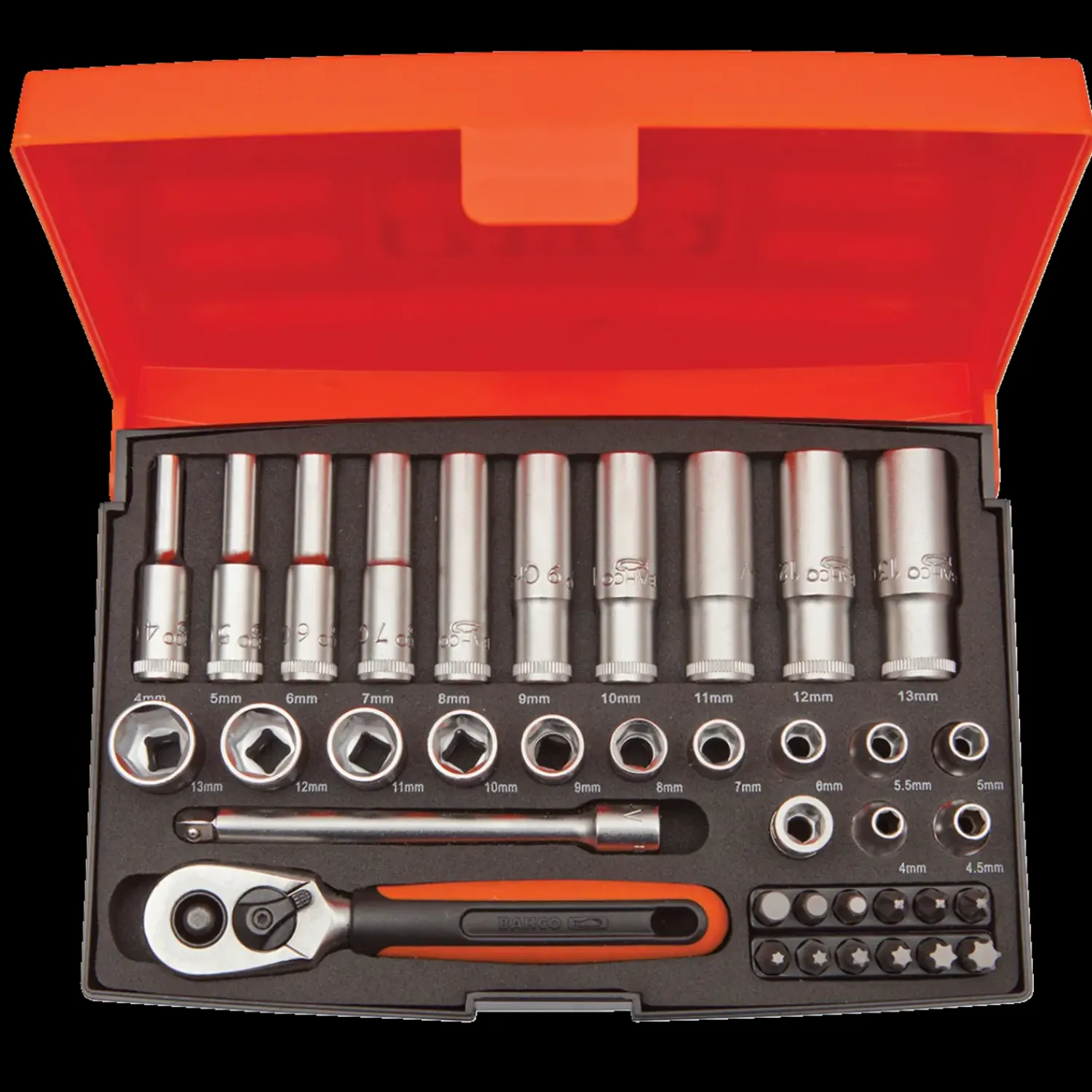 Bahco Værktøjsnøgler^SL25L topnøglesæt 1/4" - 37 dele