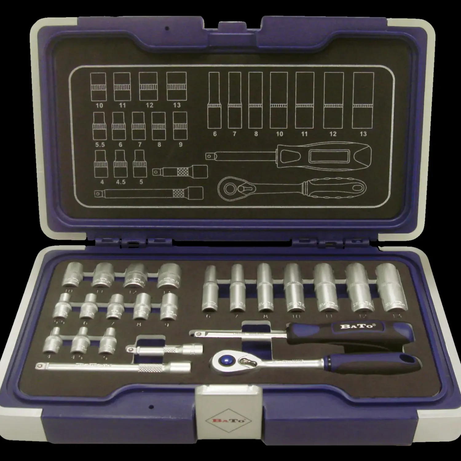 Bato Nordic Værktøjsnøgler^Bato topnøglesæt 1/4 - 19 dele