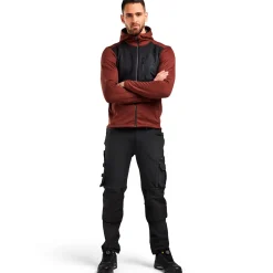 Trøjer Og Sweatshirts^Blåklæder hættetrøje Full Zip brændt rød/sort str. 2XL