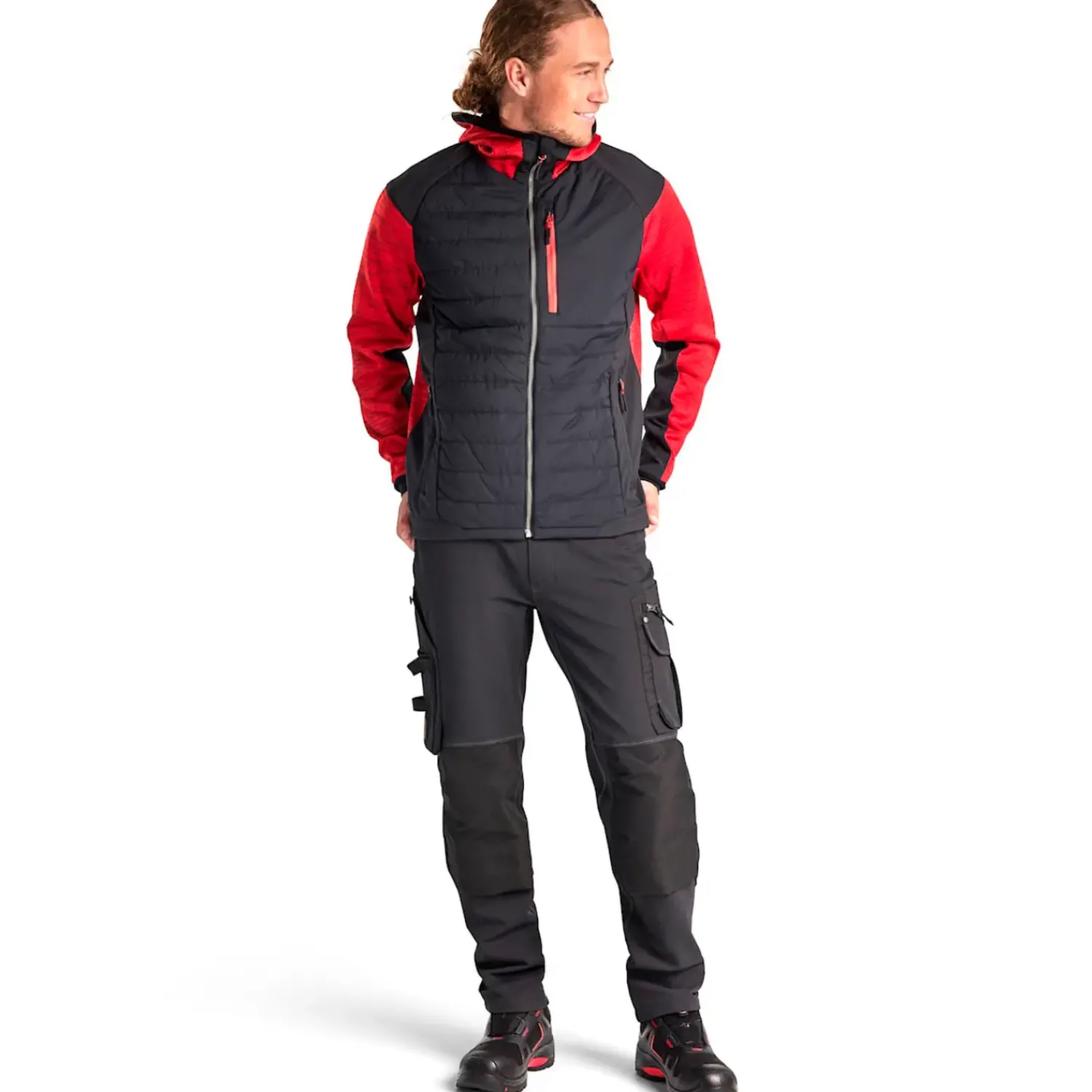 Online Blåklæder hybrid jakke rød/sort str. M