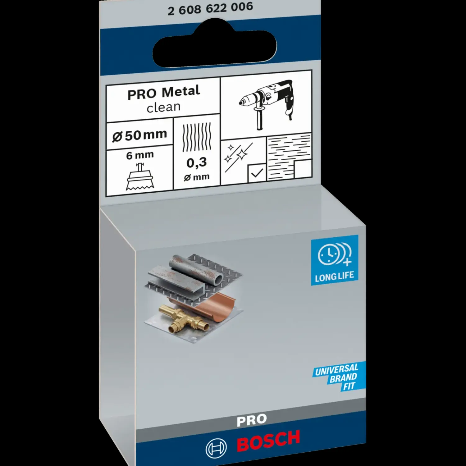 Clearance Bosch gør det selv Bosch PRO Metal clean kopbørste, lige skaft, 50x0,3 mm