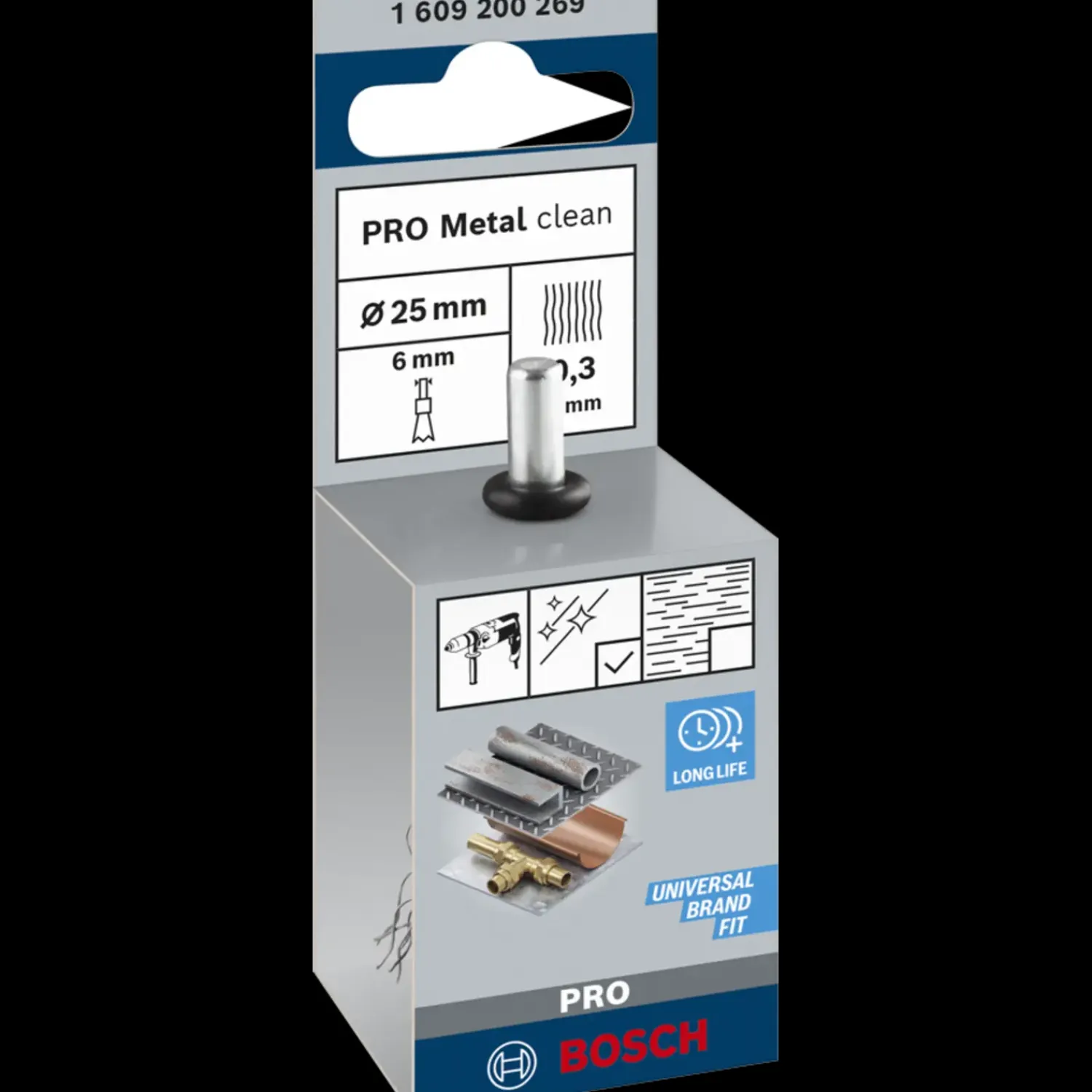 Clearance Bosch gør det selv Bosch PRO Metal clean pensel-kopstålbørste, lige skaft, 25x0,3 mm