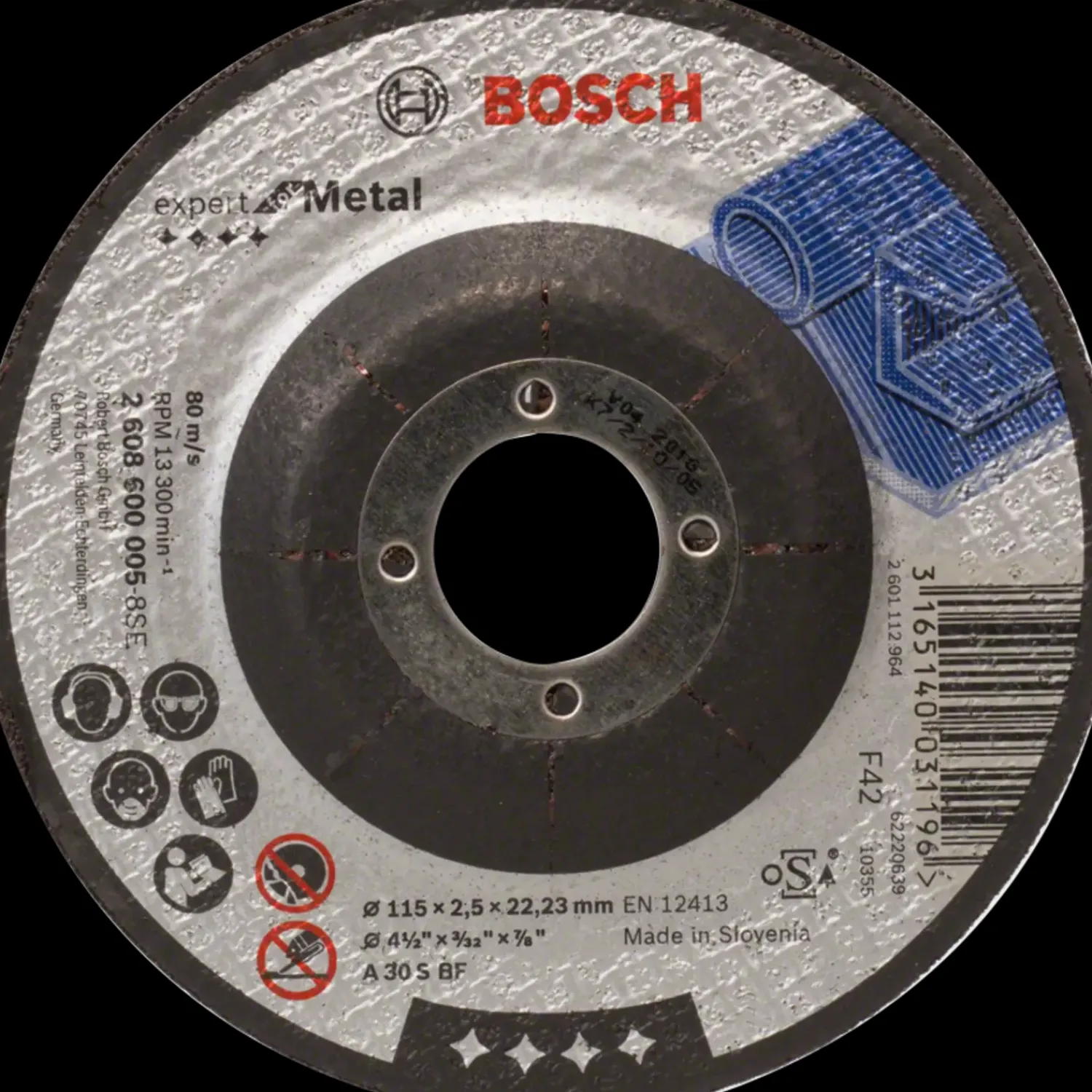 Bosch gør det selv Klinger Til Vinkelslibere^Bosch PRO Metal Stone limet skæreskive, 115x2,5x22,23 mm, m/forsat center