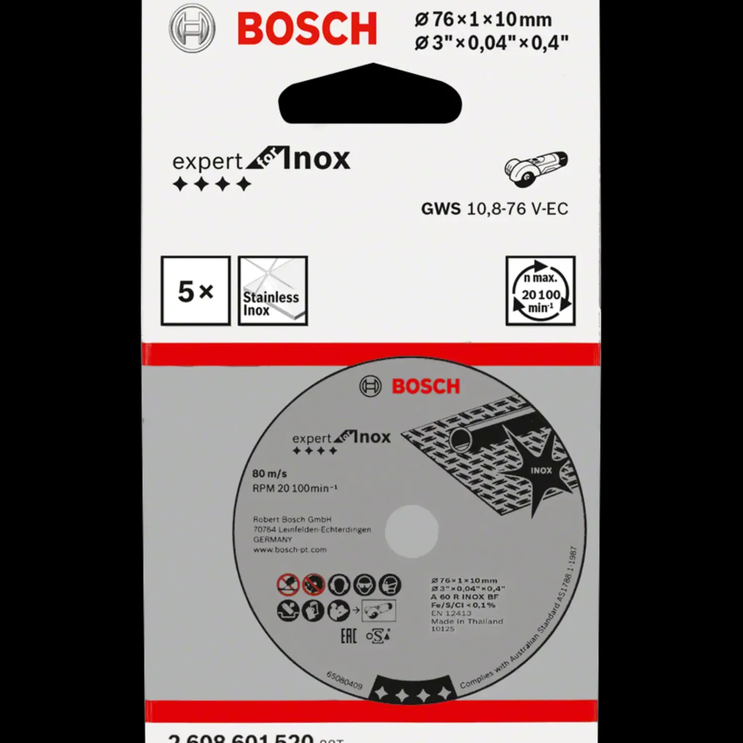 Bosch gør det selv Klinger Til Vinkelslibere^Bosch PRO Stainless Steel and Metal limet skæreskive i rustfrit stål og metal, 76 x 1 x 10 mm
