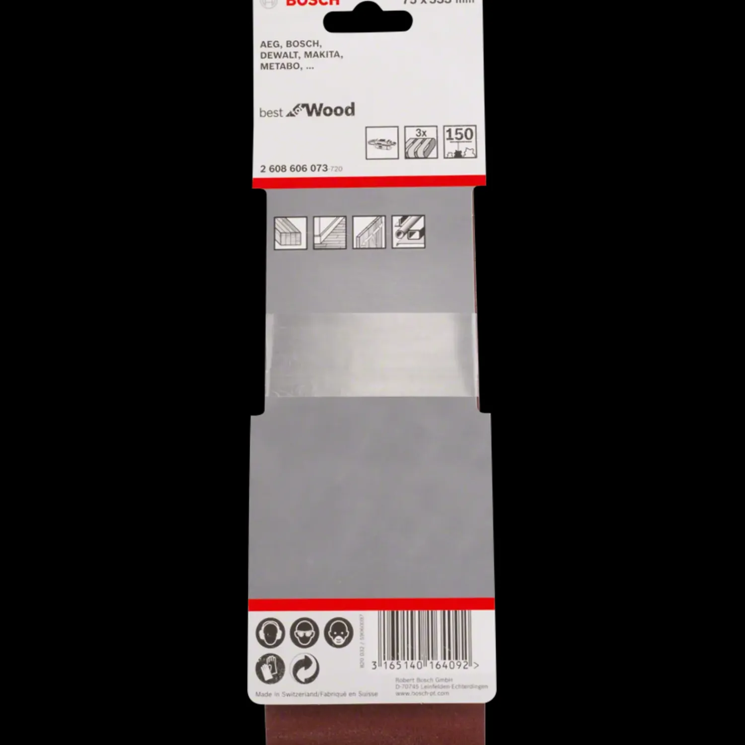 Bosch gør det selv Sliberondeller Og Slibeark^Bosch PRO X440 slibebånd, 75x533 mm, G150, 3 stk.