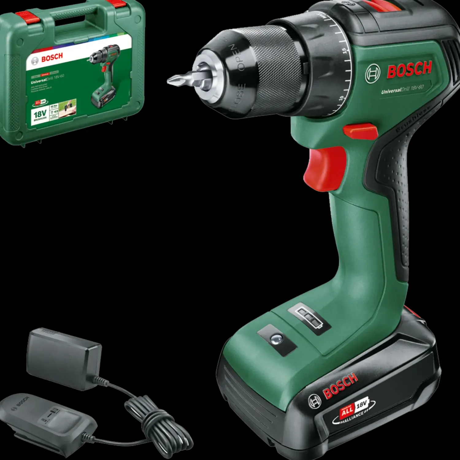 Online Bosch gør det selv Bosch Universal 18V-60 bore-/skruemaskine 1x2.0 Ah batteri og lader