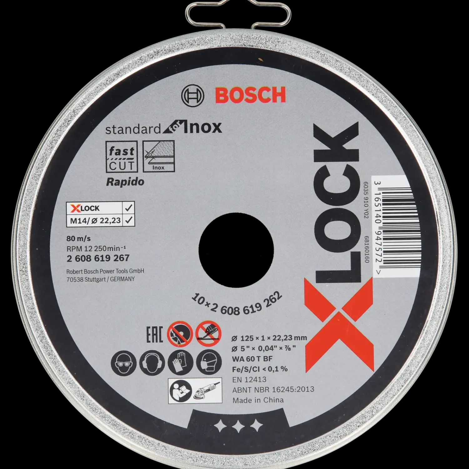 Bosch Professional Klinger Til Vinkelslibere^Bosch X-Lock Standard for Inox skæreskive lige 125x1 mm 10 stk