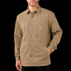 Hot Carhartt canvas fleece foret skjortejakke dark khaki str. S