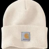 Discount Carhartt strikhue med logo winter white
