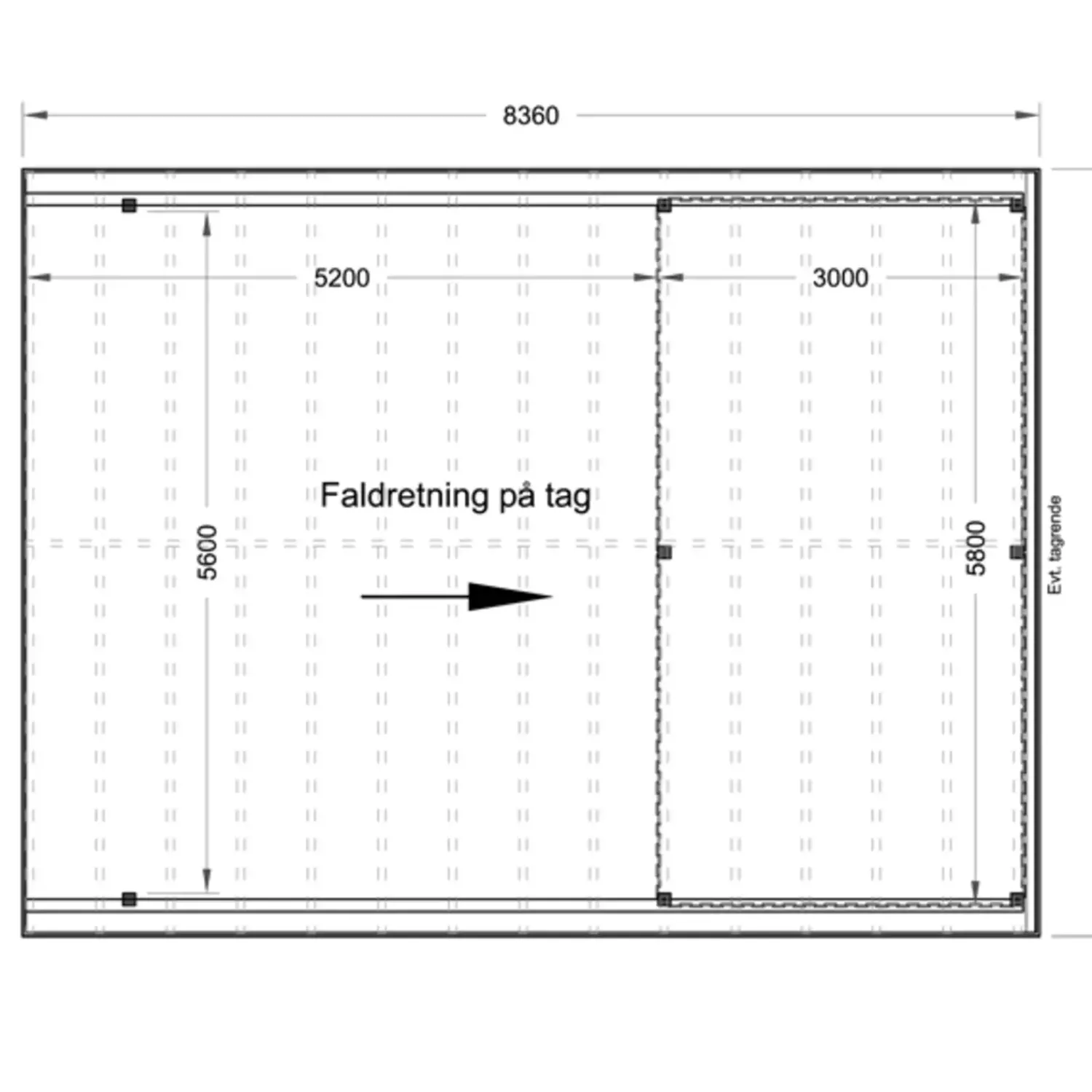 Davidsen Christian dobbelt carport med redskabsrum 836x630 cm - m/plast trapeztag
