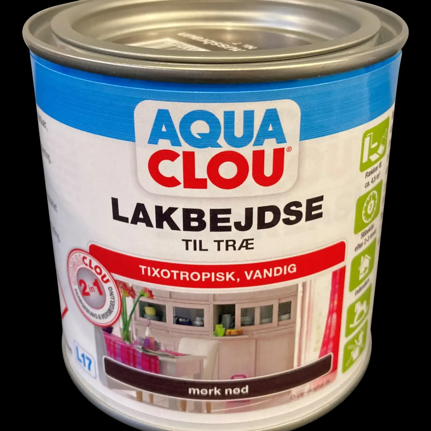Møbellak^Clou Combi L17 lakbejdse mørk nød 370 ml