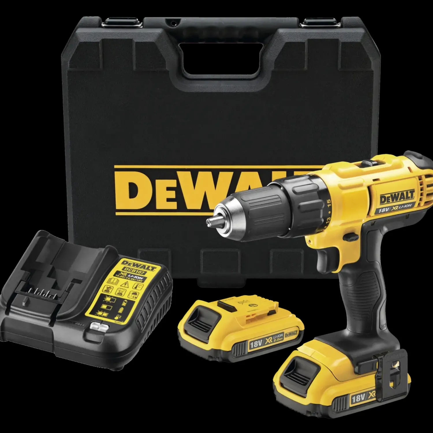 Online DeWALT DCD771D2-QW 18V bore-/skruemaskine 2x2.0 Ah batteri og lader