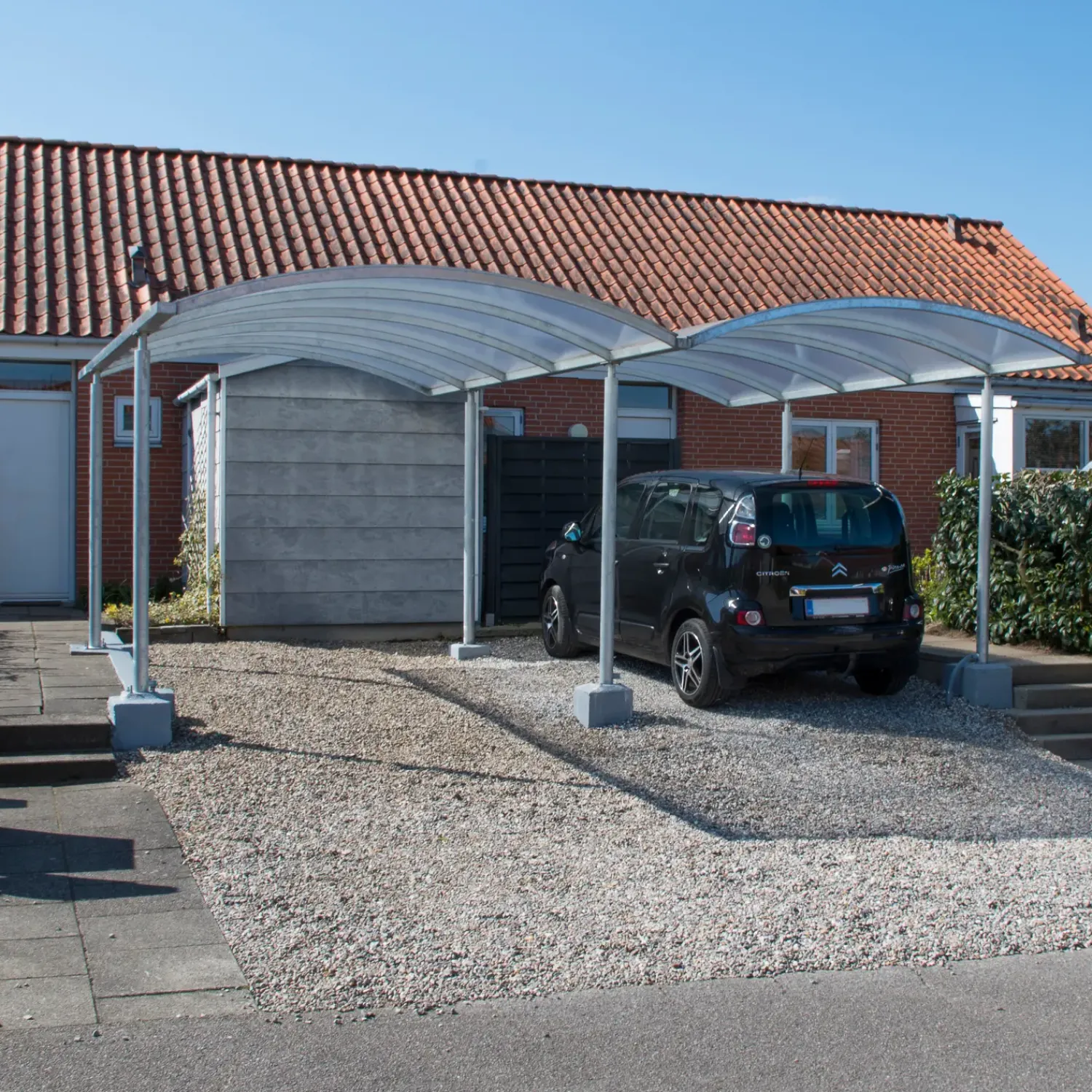 Hot Dobbelt stålcarport 6020x5200 mm med buet termotag