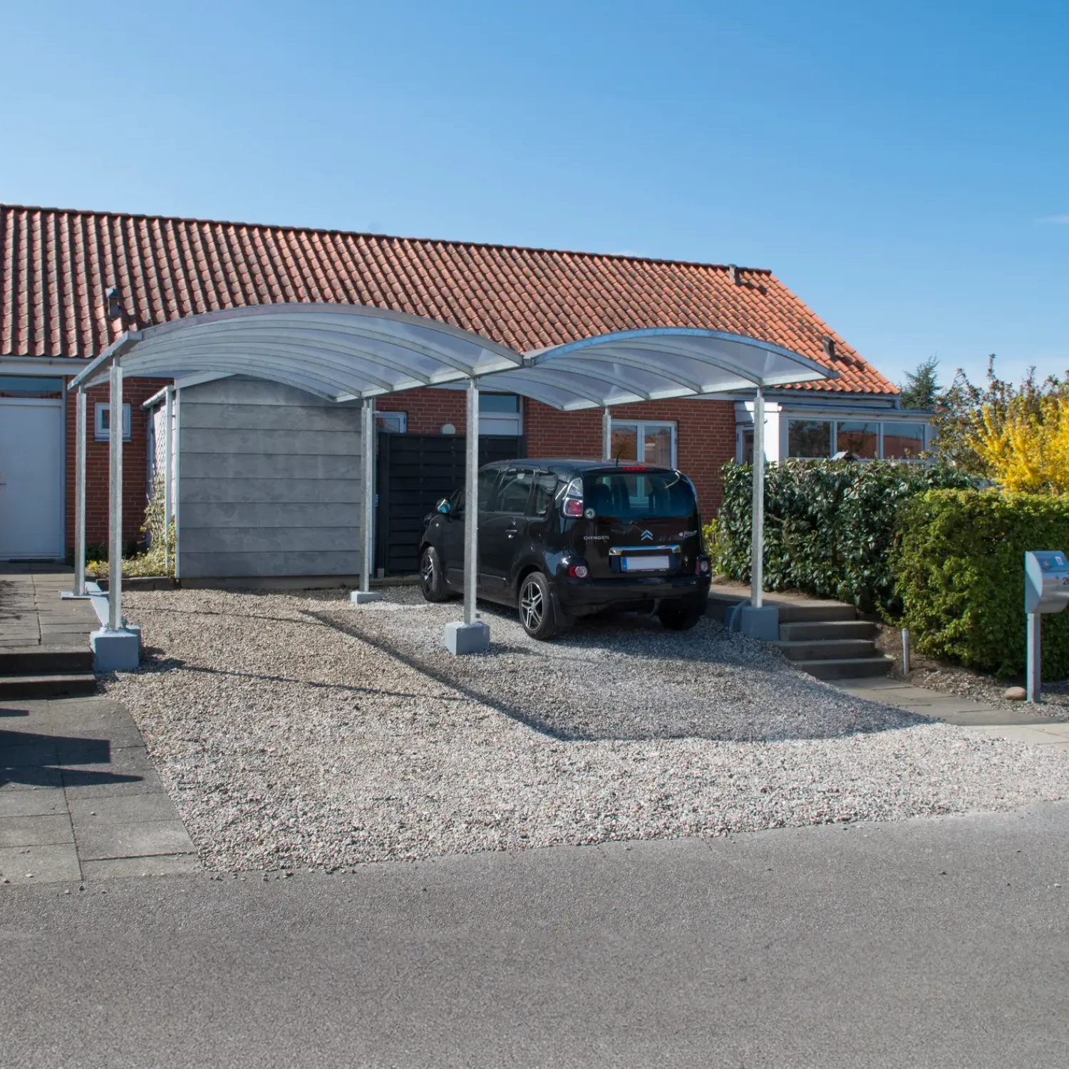 Hot Dobbelt stålcarport 6020x5200 mm med buet termotag