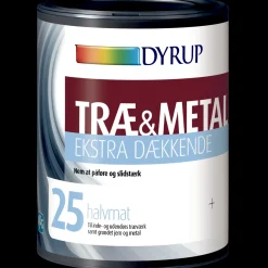 Dyrup Træmaling|Metalmaling^træ og metalmaling ekstra dækkende 25 hvid S0502Y 0,75 L