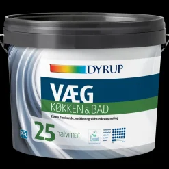 Dyrup Vægmaling^vægmaling køkken og bad 25 hvid 4,5 L