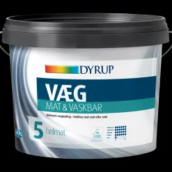 Clearance Dyrup vægmaling mat og vaskbar 5 hvid 9 L