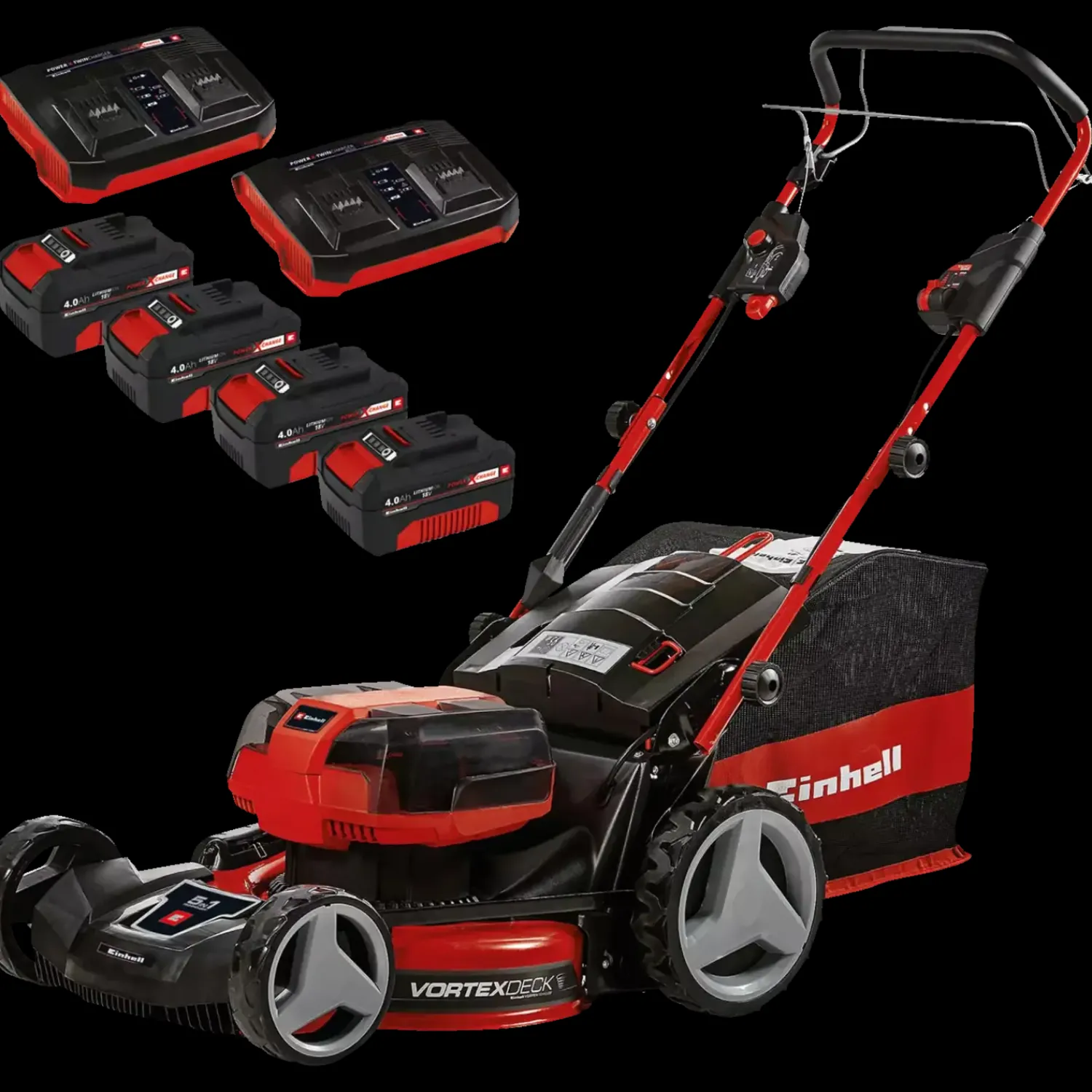 Einhell Plæneklippere^GE-CM 36/47 4x18V plæneklipper 47 cm 4,0A batteri og lader