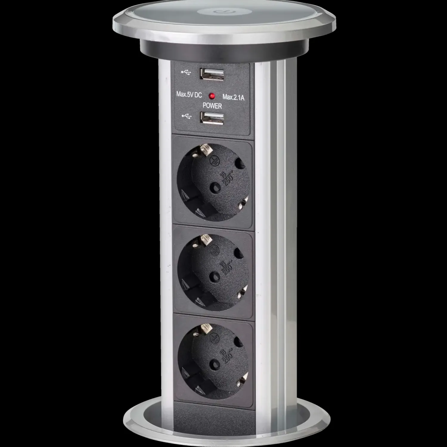 Stikkontakter Og Afbrydere^E-Line pop-up stikdåse m/USB, motor og 1,8 m ledning sort