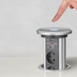 Stikkontakter Og Afbrydere^E-Line pop-up stikdåse m/USB, motor og 1,8 m ledning sort