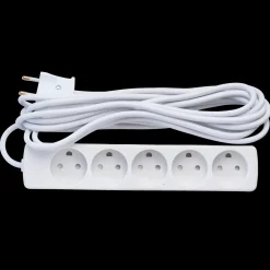 Outlet E-Line stikdåse 5R med jord 5m hvid