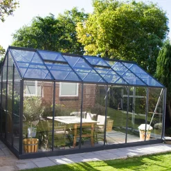 Best Elmholm Exclusive drivhus antracit med hærdet glas, inkl. sokkel 13,29 m²