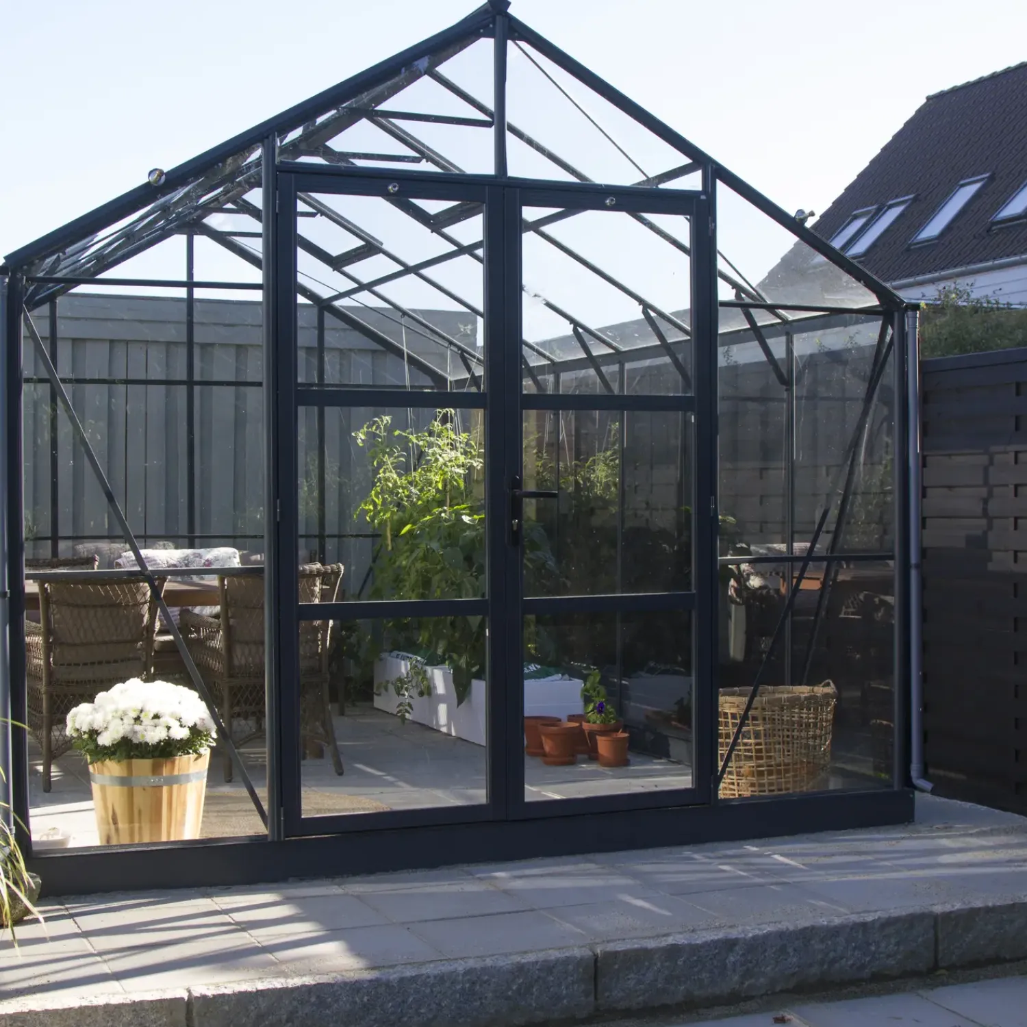 Outlet Elmholm Exclusive drivhus antracit med hærdet glas, inkl. sokkel 9,01 m²