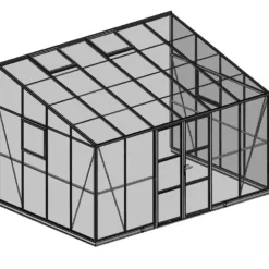 Elmholm Store Drivhuse Over 10 M²^Exclusive vægdrivhus antracit med hærdet glas, inkl. sokkel 13,1 m²