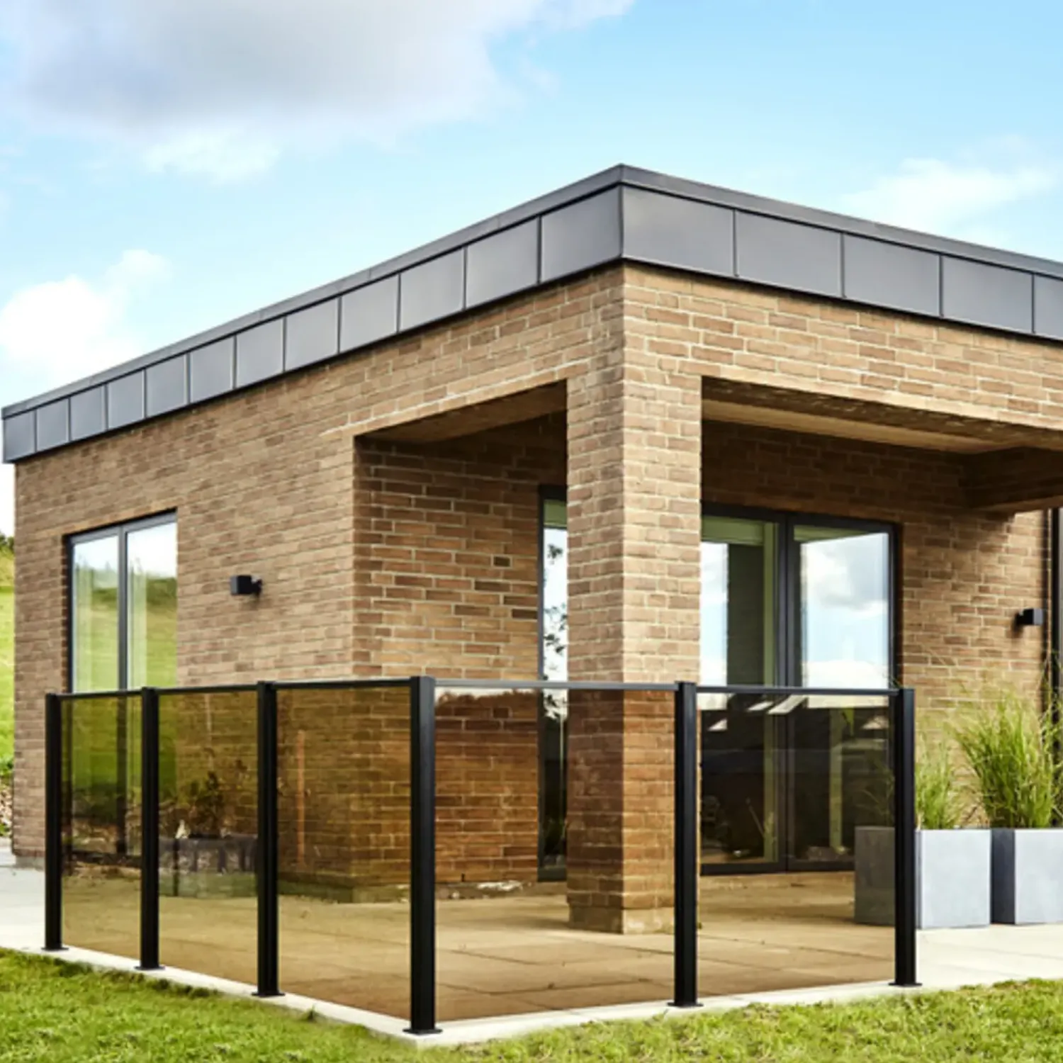 Stål- Og Glashegn^Elmholm hegn m/smoke glas forlængersæt 95 cm