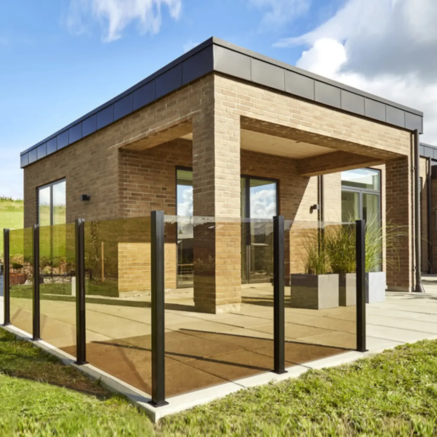 Stål- Og Glashegn^Elmholm hegn m/smoke glas startsæt 95 cm