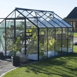 Discount Elmholm Standard drivhus antracit med hærdet glas, inkl.sokkel 9,75 m²