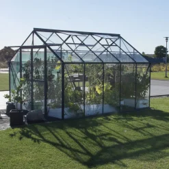 Discount Elmholm Standard drivhus antracit med hærdet glas, inkl.sokkel 9,75 m²