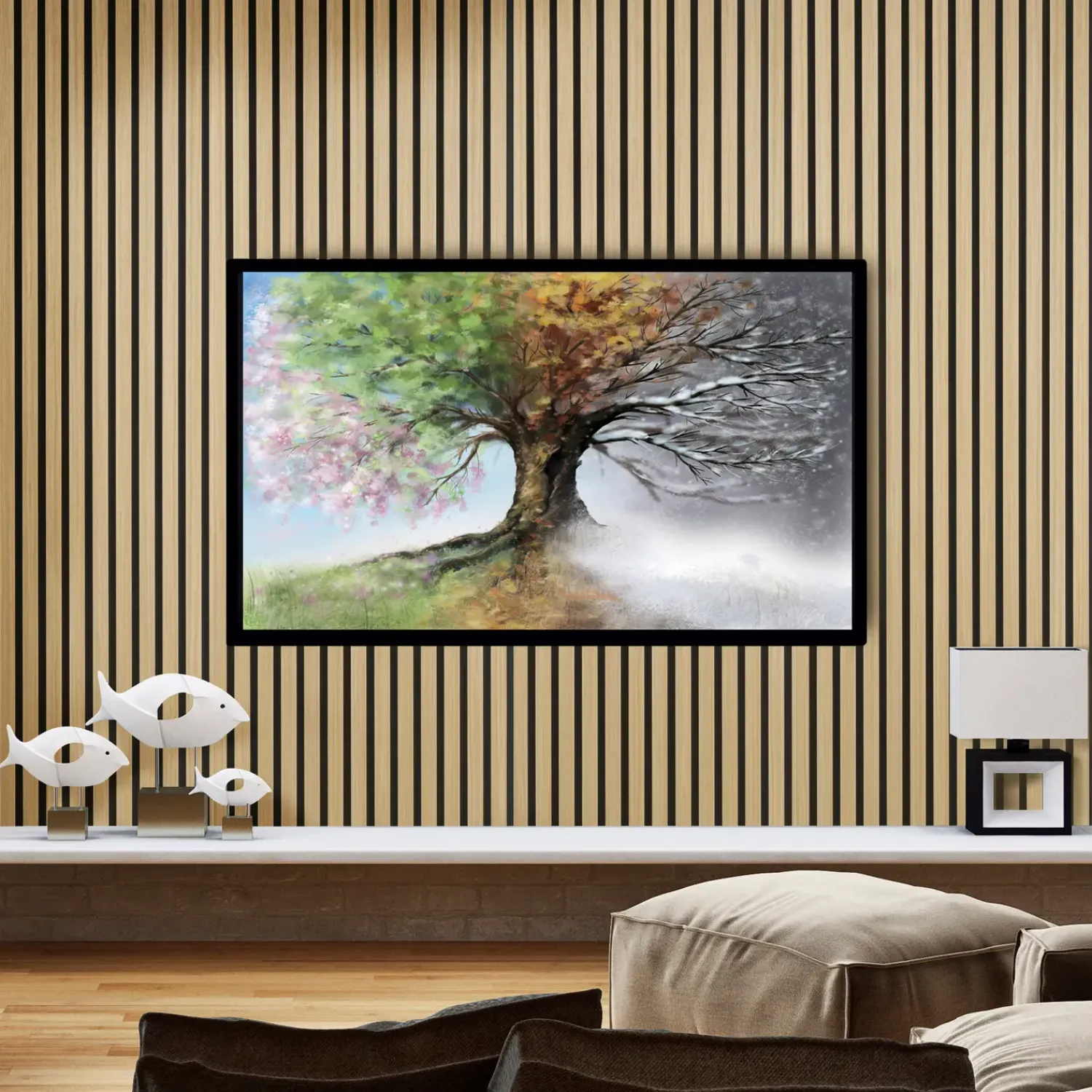 Online Fibrotech Quanti akustikpanel 18x520x2440 mm light oak m/sort polyester