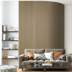 Online Fibrotech Quanti akustikpanel 18x520x2440 mm light oak m/sort polyester