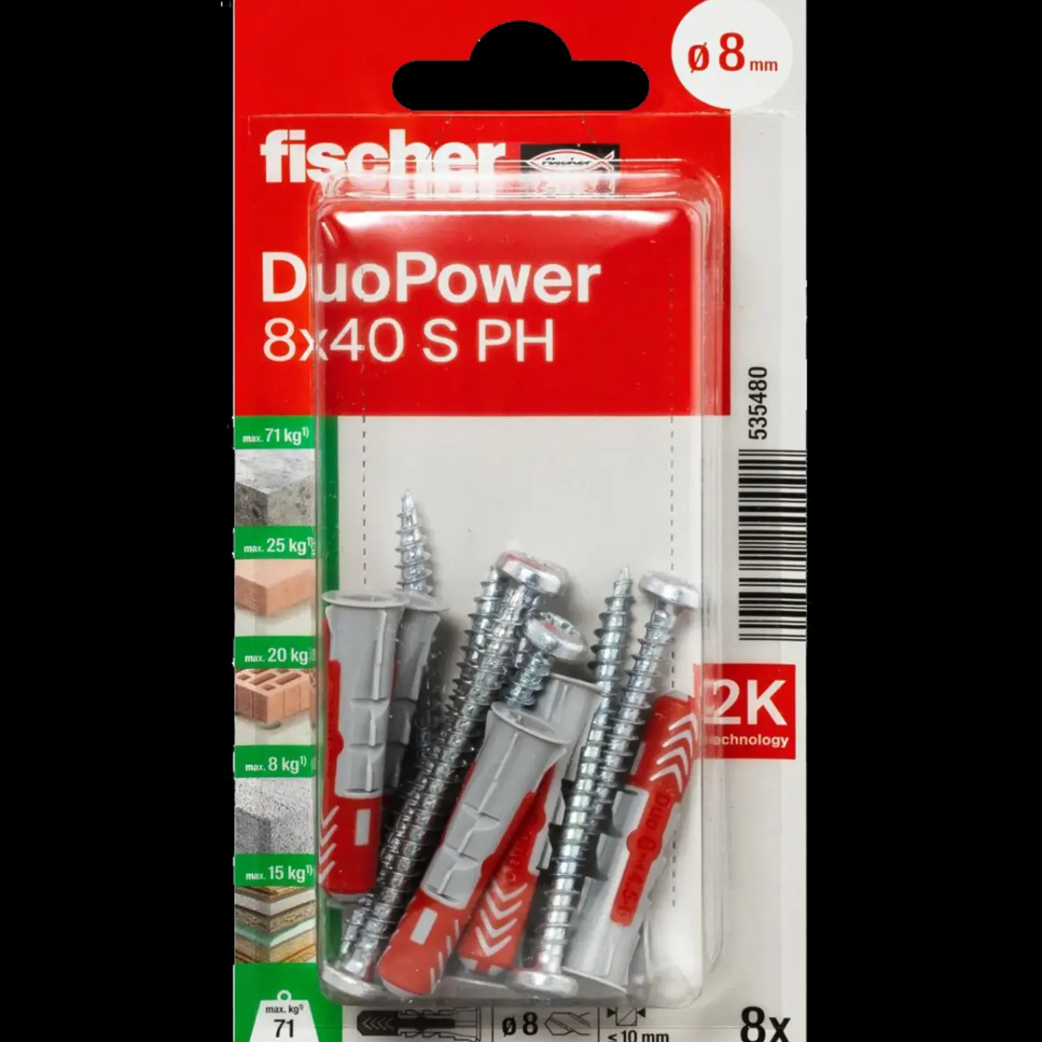 fischer Rawlplugs Og Dyvler^DuoPower universaldybel PH 8x40 mm 8 stk