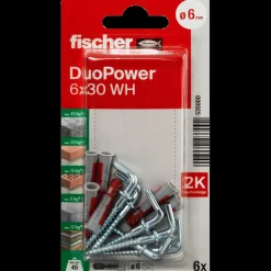 fischer Rawlplugs Og Dyvler^DuoPower universaldybel med vinkelkrog 6x30 mm 6 stk