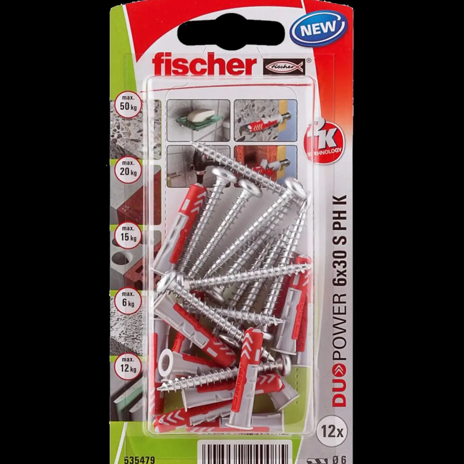 fischer Rawlplugs Og Dyvler^DuoPower universaldybel PH 6x30 mm 12 stk