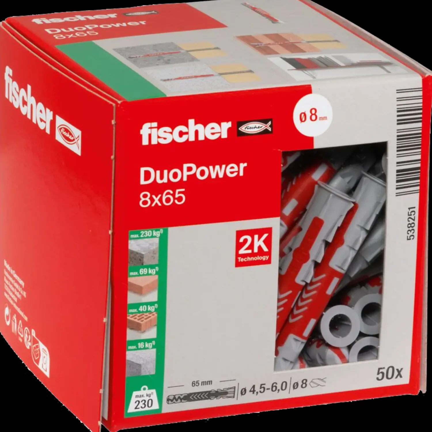 fischer Rawlplugs Og Dyvler^duopower 8x65 DIY 50 stk.