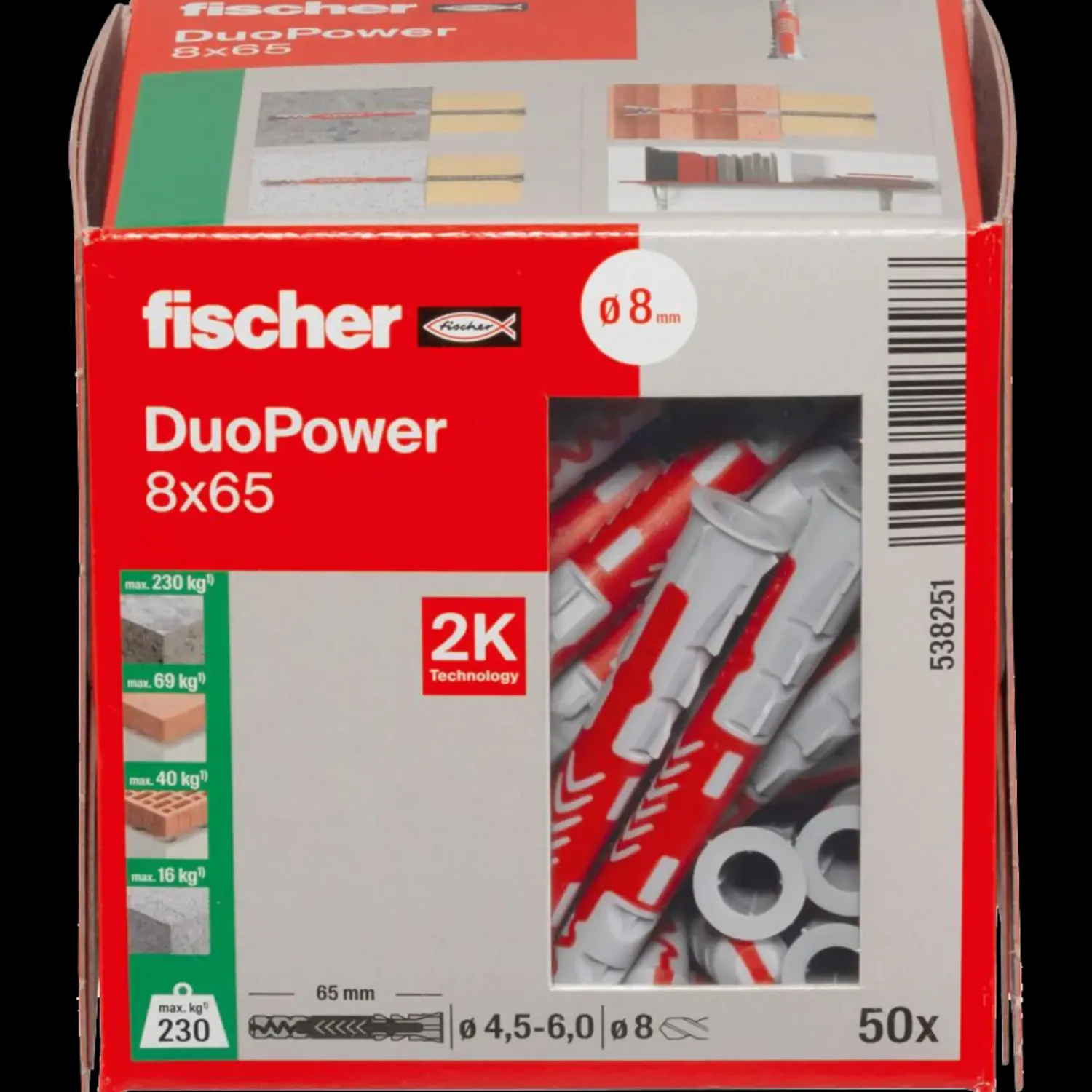 fischer Rawlplugs Og Dyvler^duopower 8x65 DIY 50 stk.