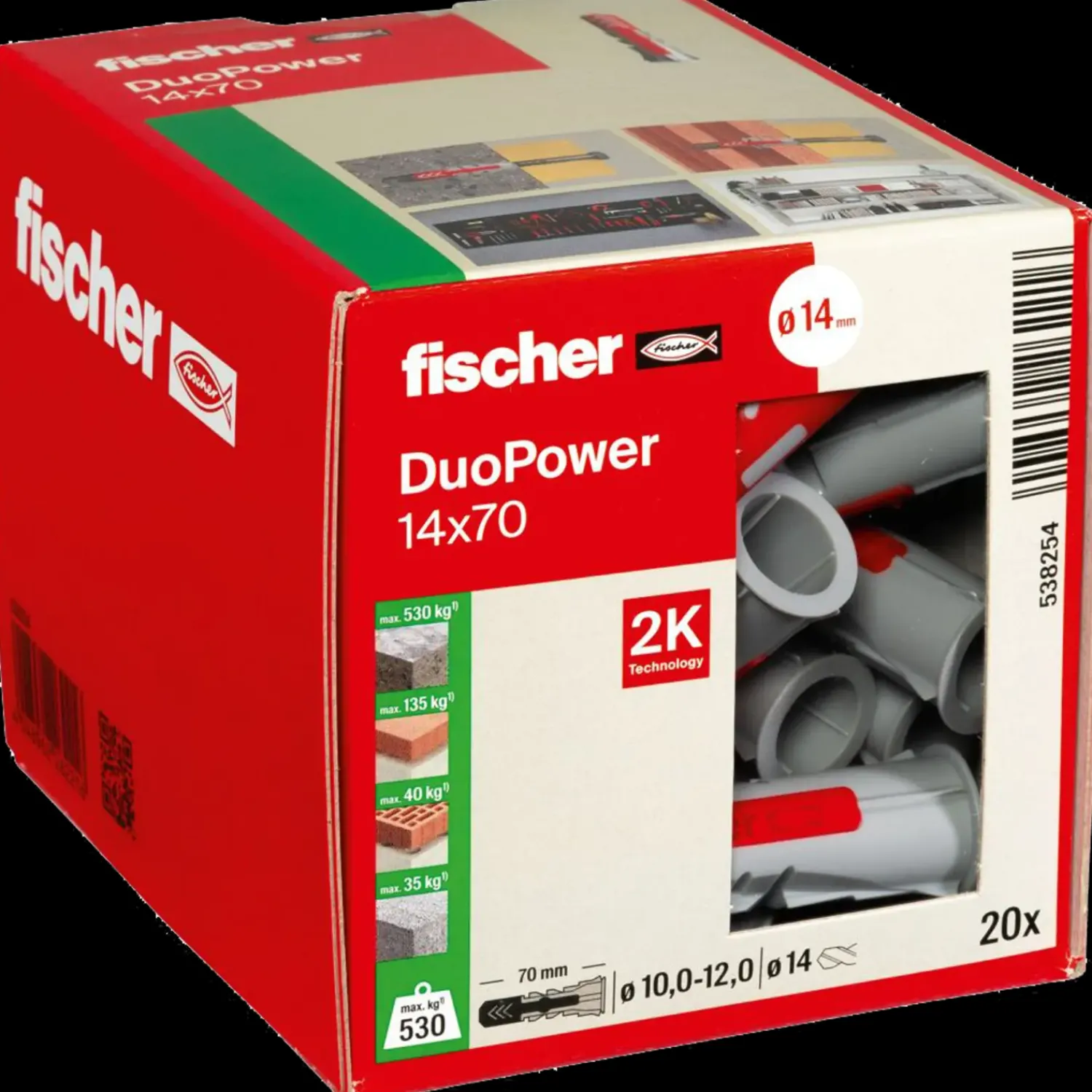 fischer Rawlplugs Og Dyvler^universaldybel duopower 14x70 20 stk